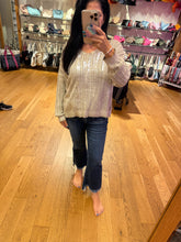 Silver Foil V Neck Sweater - Safari