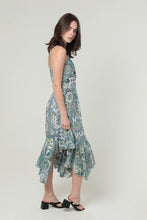 Twist Front Triangle Cutout Assymetrical Hem Dress - Aqua