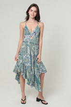 Twist Front Triangle Cutout Assymetrical Hem Dress - Aqua