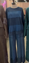 Mineral Washed Contrast Block Terry Pants - Slate Blue