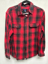 One of a kind hand bleached rock band flannel - Large (42-44)