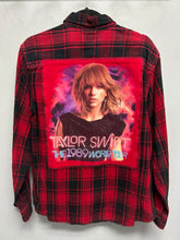 One of a kind hand bleached rock band flannel - Large (42-44)