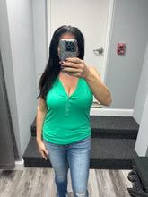 POL Sleeveless v-neck button front knit top - Assorted Colors
