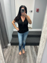 POL Sleeveless v-neck button front knit top - Assorted Colors