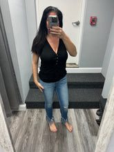 POL Sleeveless v-neck button front knit top - Assorted Colors