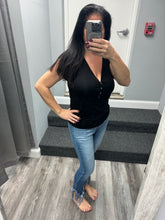POL Sleeveless v-neck button front knit top - Assorted Colors