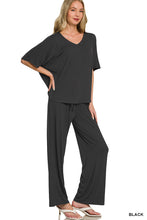 V-NECK OVERSIZED TOP & PANTS SET - DUSTY BLUE OR BLACK