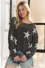 Lightweight Loose Knit Star Sweater - Charcoal, Oatmeal or Ivory