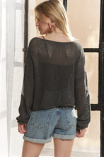 Lightweight Loose Knit Star Sweater - Charcoal, Oatmeal or Ivory