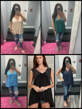 POL Sleeveless v-neck babydoll loose fit knit top - Assorted Colors