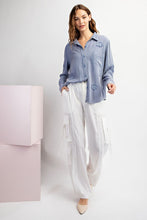 FRAYED STAR PATCH LONG SLEEVE TOP - BLACK OR BLUE