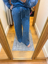 Mineral Washed '70s Flare Terry Pants - Slate Blue