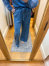 Mineral Washed '70s Flare Terry Pants - Slate Blue