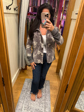 Mystree Flower Embroidery Hoodie Jacket- Washed Black, Washed Rose Or Washed Seafoam