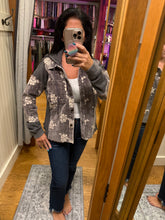 Mystree Flower Embroidery Hoodie Jacket- Washed Black, Washed Rose Or Washed Seafoam
