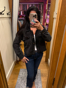 Mystree Washed Terry Cropped Jacket - Washed Black