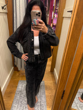 Mystree Washed Terry Cropped Jacket - Washed Black
