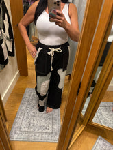 POL relaxed fit in thermal with patch detail pointed solid pattern pants - Black