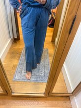 Mineral Washed Contrast Block Terry Pants - Slate Blue or Hot Cocoa