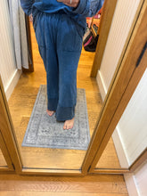 Mineral Washed Contrast Block Terry Pants - Slate Blue or Hot Cocoa