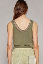 POL Round neck sleeveless lace inner solid knit top - Oatmeal or Pacific Blue