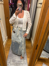 POL Patchwork Denim Skirt - Denim Multi
