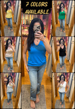 Luxeair Ribbed Relaxed V-Neck Tank Top- Assorted Colors