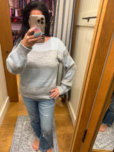 Mystree Color Blocked Sequins Sweater - Soft Blue/Grey
