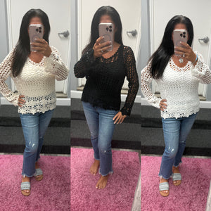 EVERYDAY CROCHET TOP - BLACK, BEIGE and WHITE