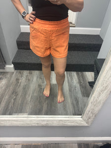 D-HIGH WAIST LINEN SHORTS - ORANGE
