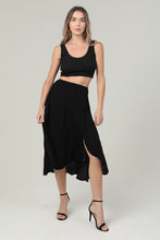 Side Slit Ruffle Midi Skirt - Black