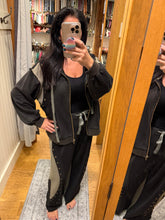 POL zip up hoodie, relaxed fit top in French terry with stud detail pointed solid pattern - Black
