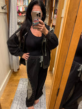 POL zip up hoodie, relaxed fit top in French terry with stud detail pointed solid pattern - Black