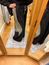 POL wide fit in French terry with stud detail pointed solid pattern pants - Black