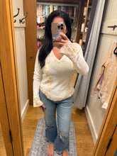 POL V-neck long sleeve regular fit top in rib - Assorted Colors