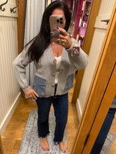 Denim Pockets Cardigan - Charcoal, Beige or Light Grey