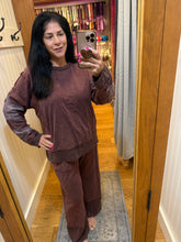 Mineral Washed Contrast Block Terry Pants - Slate Blue or Hot Cocoa