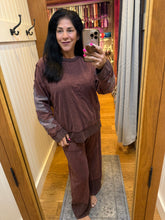 Mineral Washed Contrast Block Terry Pants - Slate Blue or Hot Cocoa