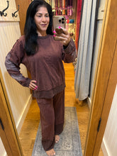 Mineral Washed Contrast Block Terry Pants - Slate Blue or Hot Cocoa