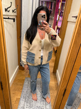 Denim Pockets Cardigan - Charcoal, Beige or Light Grey
