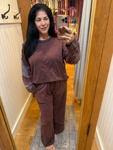Mineral Washed Contrast Block Terry Pants - Slate Blue or Hot Cocoa