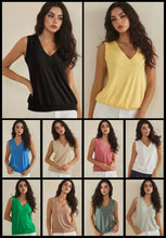 Luxeair Ribbed Relaxed V-Neck Tank Top- Assorted Colors