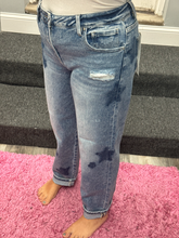Risen Mid Rise Boyfriend Star Shadow Detail Cuffed Jeans