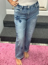 Risen Mid Rise Boyfriend Star Shadow Detail Cuffed Jeans