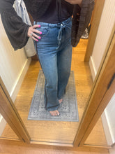 Washed Denim Pants With Tie And Brown Side Trim