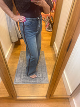 Washed Denim Pants With Tie And Brown Side Trim