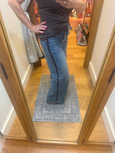 Washed Denim Pants With Tie And Brown Side Trim