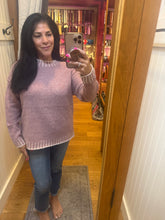 Oversized, relaxed sweater with accent, color, stitching, detail - Dusty Pink or Heather Gray