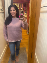 Oversized, relaxed sweater with accent, color, stitching, detail - Dusty Pink or Heather Gray