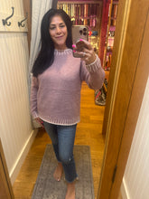 Oversized, relaxed sweater with accent, color, stitching, detail - Dusty Pink or Heather Gray